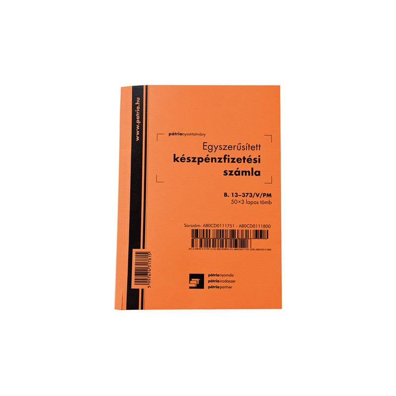 Készpénzfizetési számla B.13-373/A/V 50x3 lap álló